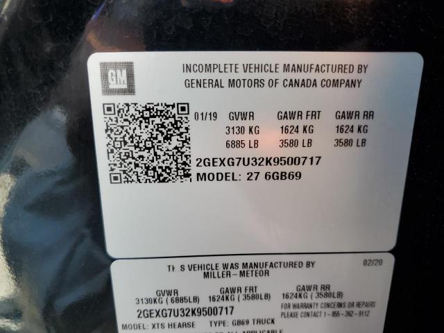2019 CADILLAC XTS FUNERA - 2GEXG7U32K9500717