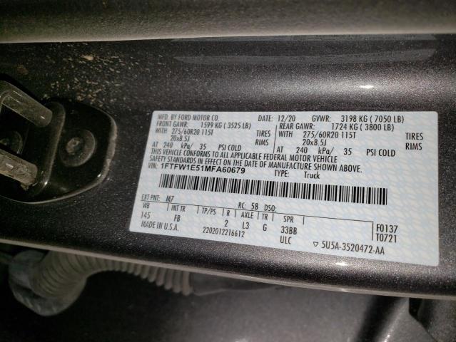 1FTFW1E51MFA60679 Ford F150 Supercrew