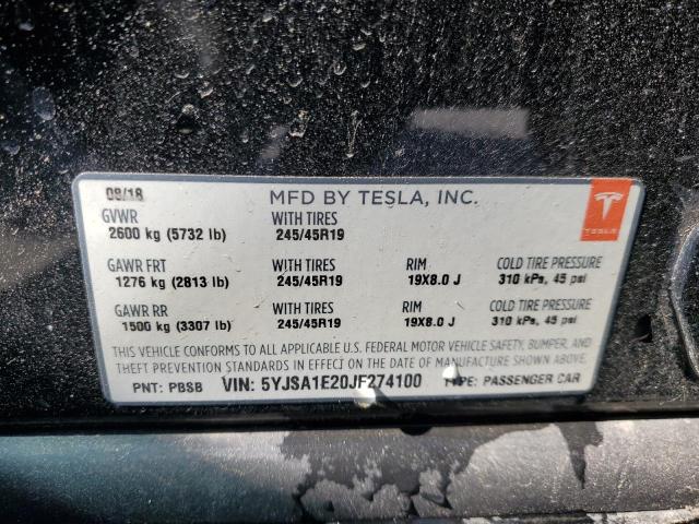 5YJSA1E20JF274100 | 2018 TESLA MODEL S