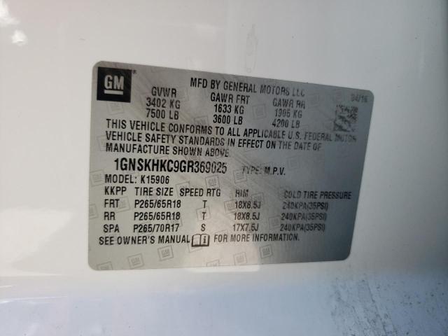 2016 CHEVROLET SUBURBAN L 1GNSKHKC9GR369025