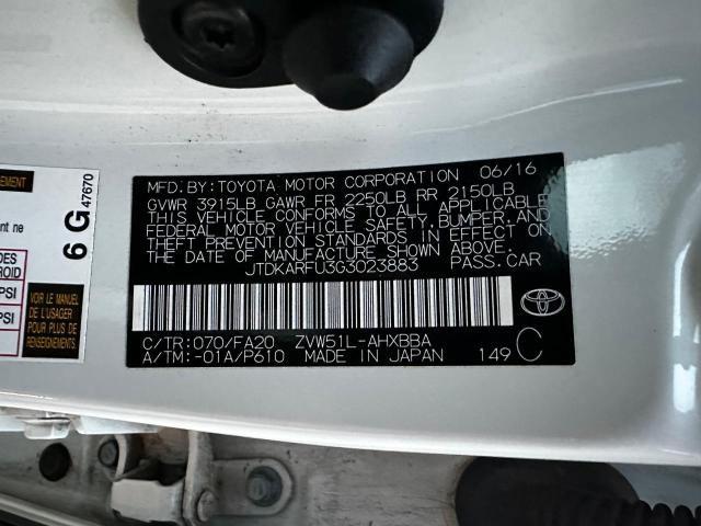 JTDKARFU3G3023883 Toyota PRIUS