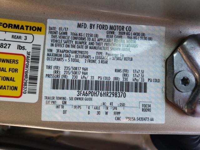 2017 FORD FUSION SE - 3FA6P0H76HR298370