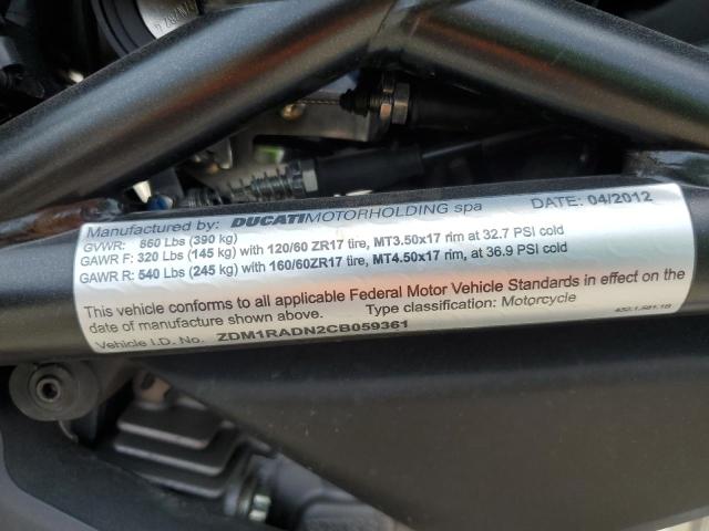 2012 DUCATI MONSTER 69 - ZDM1RADN2CB059361