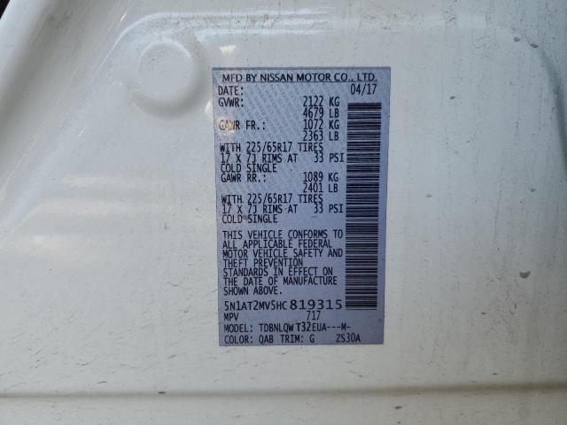 5N1AT2MV5HC819315 Nissan ROGUE SV