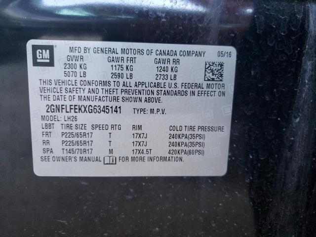 2016 Chevrolet Equinox Lt VIN: 2GNFLFEKXG6345141 Lot: 63889083