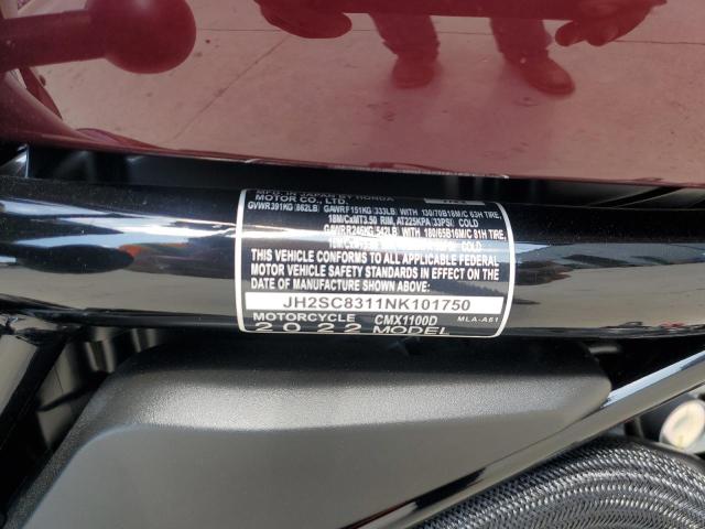 2022 HONDA CMX1100 D JH2SC8311NK101750