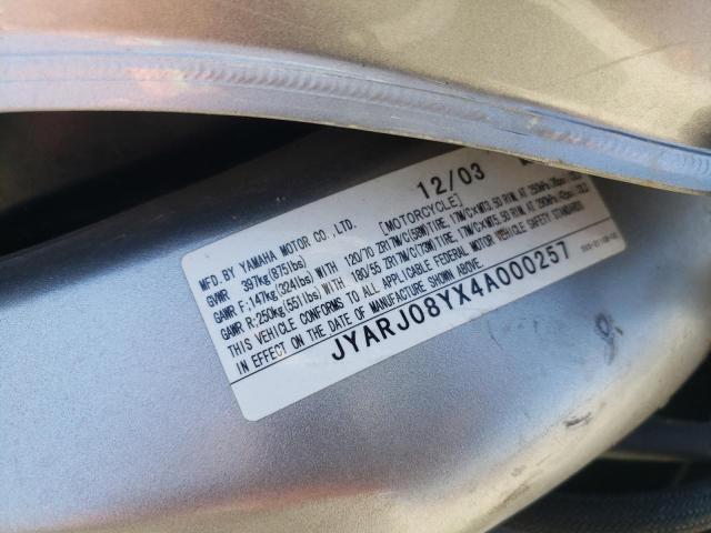 2004 YAMAHA FZ6 SC JYARJ08YX4A000257