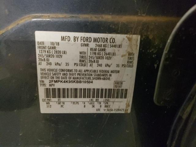 2FMPK4K95KBB10504 2019 FORD EDGE, photo no. 13