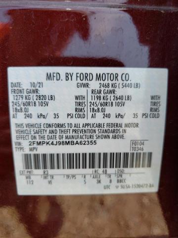 2FMPK4J98MBA62355 2021 FORD EDGE, photo no. 13