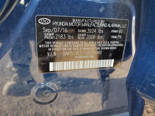 5NPD74LF7HH129940 Hyundai ELANTRA SE