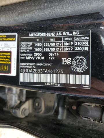 2015 MERCEDES-BENZ ML 350 BLU - 4JGDA2EB3FA461275
