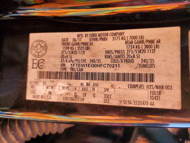 1FTEW1EG0HFC70211 Ford F150 Supercrew