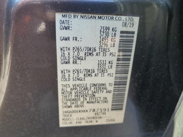 1N6AD0ERXKN787591 Nissan FRONTIER S