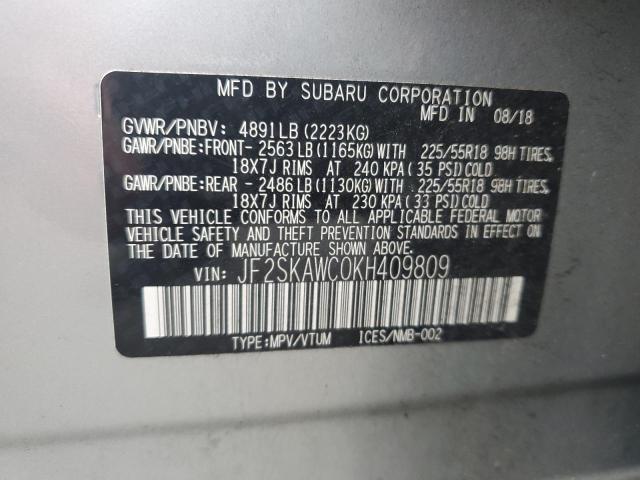 JF2SKAWC0KH409809 | 2019 SUBARU FORESTER T