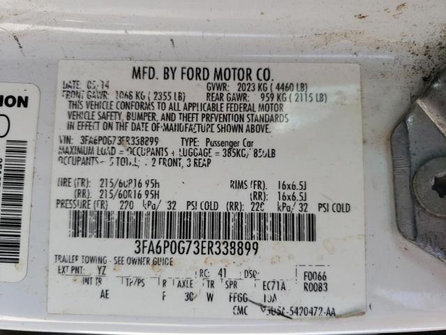 3FA6P0G73ER338899 | 2014 FORD FUSION S