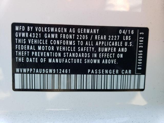 2016 VOLKSWAGEN E-GOLF SEL - WVWPP7AU9GW912461