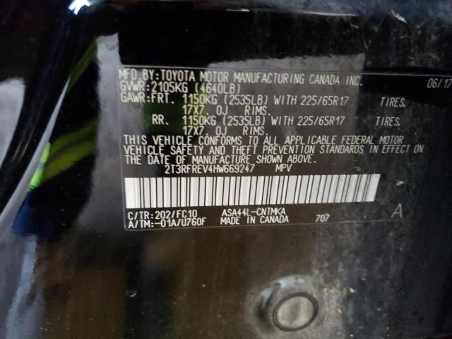 2T3RFREV4HW669247 Toyota Rav4 Xle