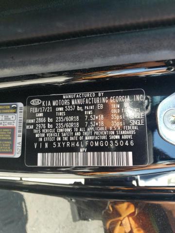 5XYRH4LF0MG035046 KIA SORENTO EX