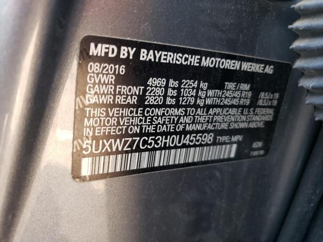 5UXWZ7C53H0U45598 2017 BMW X3, photo no. 13