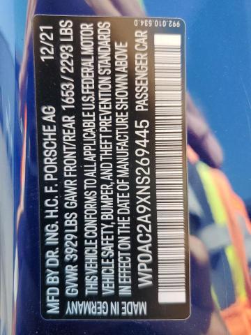 2022 PORSCHE 911 GT3 - WP0AC2A9XNS269445