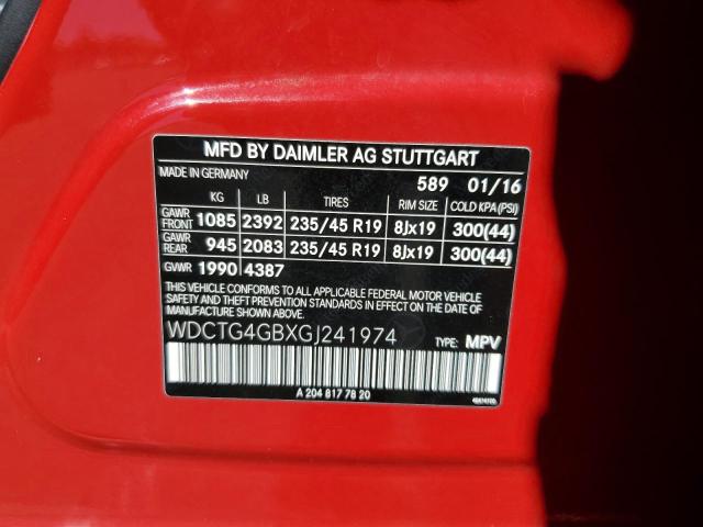 WDCTG4GBXGJ241974 Mercedes-Benz Gla 250 4matic