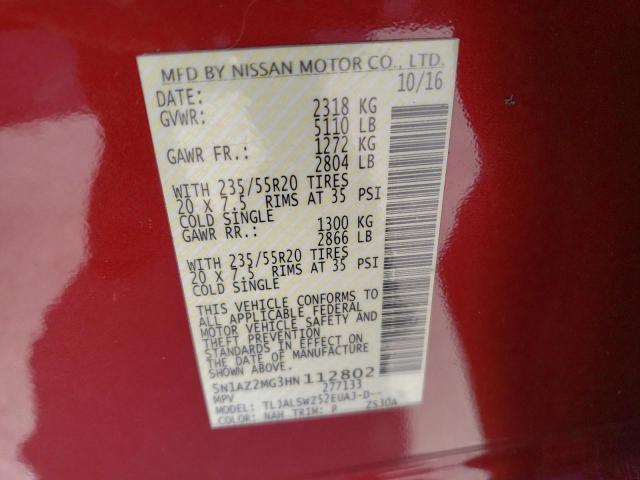 5N1AZ2MG3HN112802 Nissan MURANO S