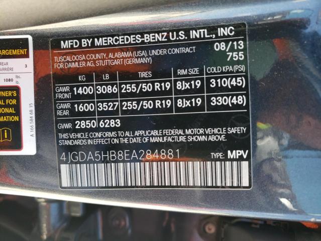 VIN 4JGDA5HB8EA284881 2014 Mercedes-Benz ML-Class, ... no.13