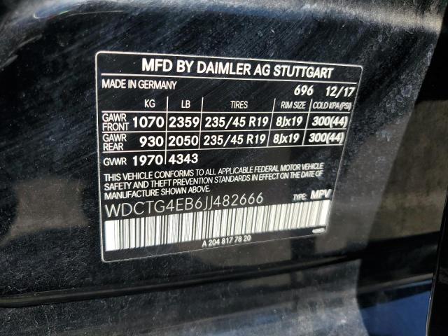 WDCTG4EB6JJ482666 Mercedes-Benz GLA 250