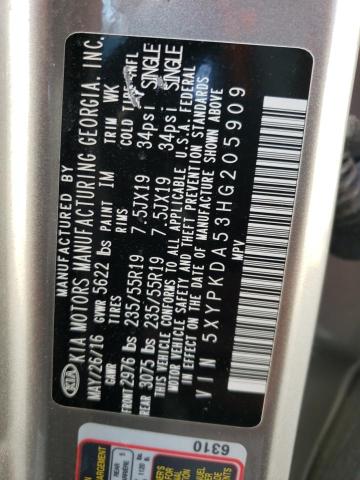 5XYPKDA53HG205909 KIA SORENTO SX