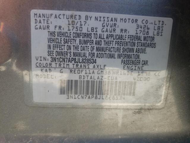 3N1CN7AP8JL828534 Nissan VERSA S