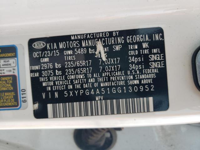 5XYPG4A51GG130952 KIA SORENTO LX
