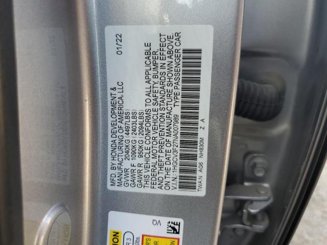 1HGCV3F27NA007989 Honda Accord Hybrid Sport