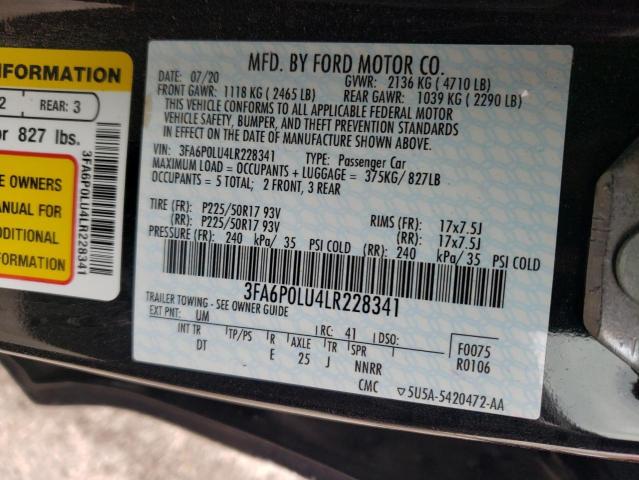 VIN 3FA6P0LU4LR228341 2020 Ford Fusion, SE no.12