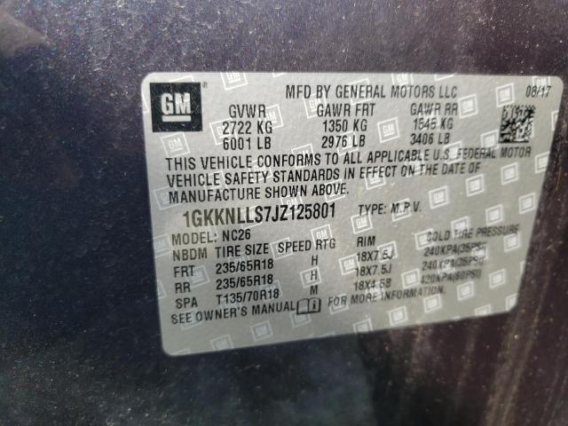 1GKKNLLS7JZ125801 GMC ACADIA SLE