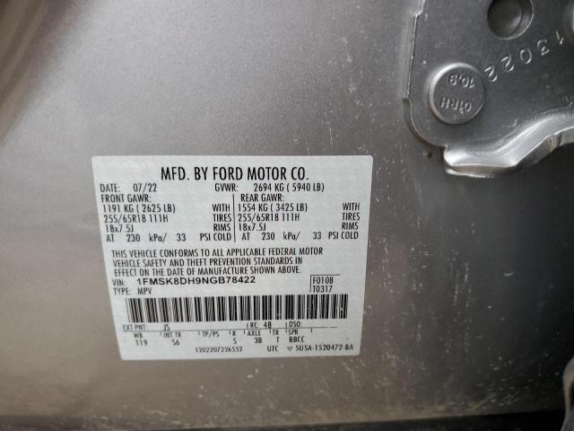 1FMSK8DH9NGB78422 Ford EXPLORER XLT