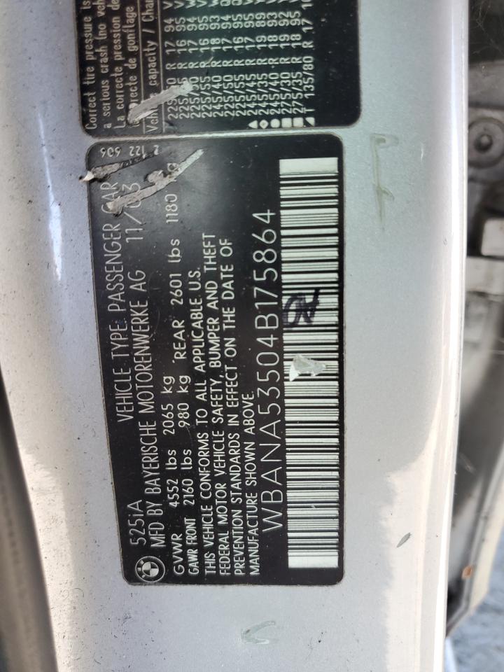 WBANA53504B175864 2004 BMW 525 I