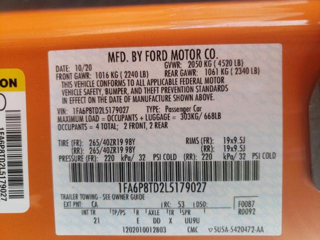 1FA6P8TD2L5179027 | 2020 Ford mustang