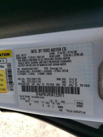 3FA6P0LU9JR123971 Ford Fusion Se Hybrid