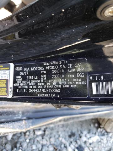 3KPFK4A70JE192360 KIA FORTE LX