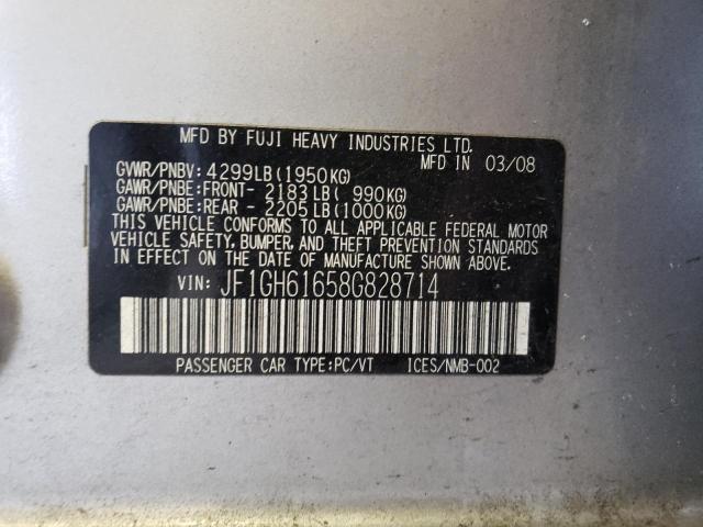 VIN: JF1GH61658G828714 Auction: COPART Lot: 62430833 Location: NH - CANDIA JF1GH61658G828714 SUBARU IMPREZA 2008 SILVER Photo 13