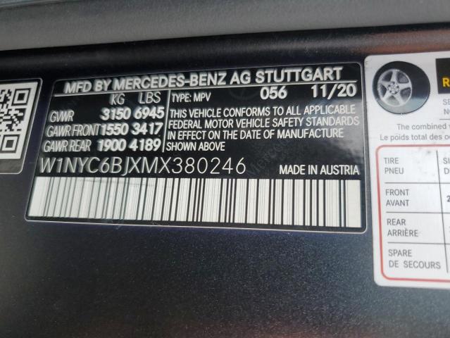 VIN W1NYC6BJXMX380246 2021 Mercedes-Benz G-Class, 550 no.13