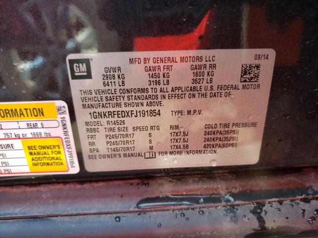 1GNKRFEDXFJ191854 2015 Chevrolet Traverse Ls