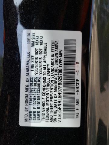 5FNRL5H97FB029780 2015 HONDA ODYSSEY, photo no. 12