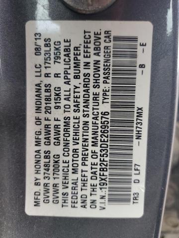 2013 Honda Civic Lx VIN: 19XFB2F53DE269576 Lot: 64527913