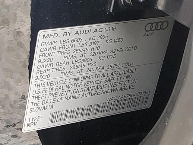 VIN WA1LAAF78HD021651 2017 Audi Q7, Premium Plus no.13