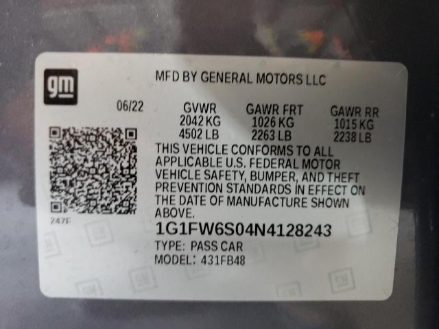 2022 CHEVROLET BOLT EV 1L 1G1FW6S04N4128243