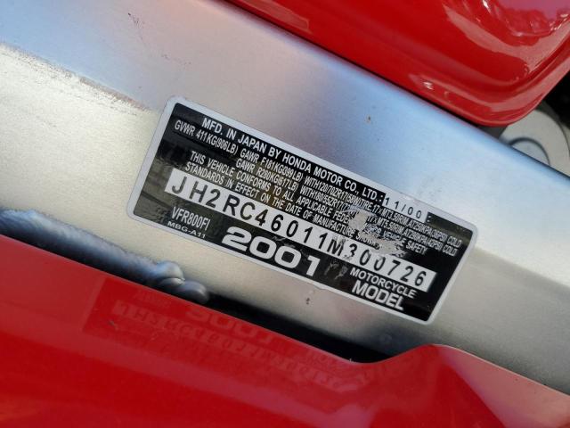 2001 HONDA VFR800 F1 JH2RC46011M300726