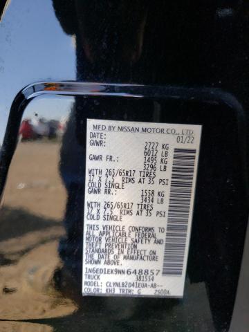 1N6ED1EK9NN648857 Nissan FRONTIER S