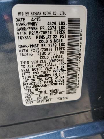 JN8AS5MV0FW761946 Nissan Rogue Select S