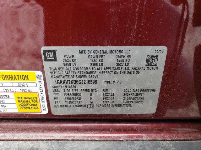 1GKKVTKD6GJ216598 GMC Acadia Denali